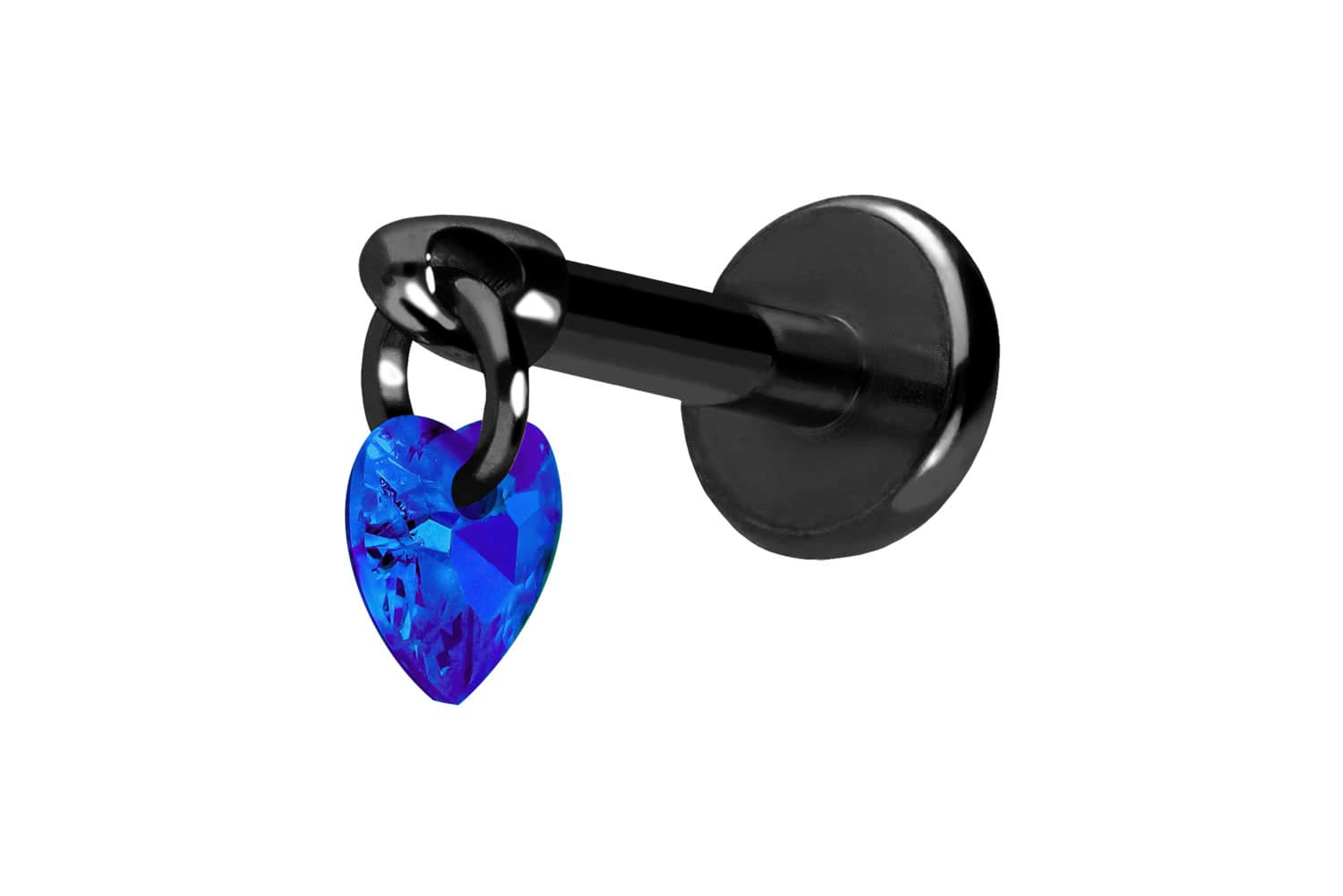 Titan Labret Piercing mit Push Fit KRISTALLHERZ